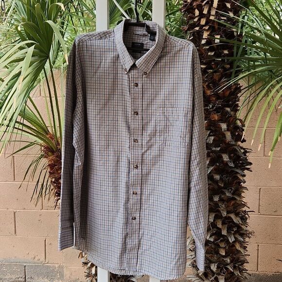 5/$15 Arrow men's XXL (18-18 1/2) plaid button-down dress shirt - Picture 1 of 8